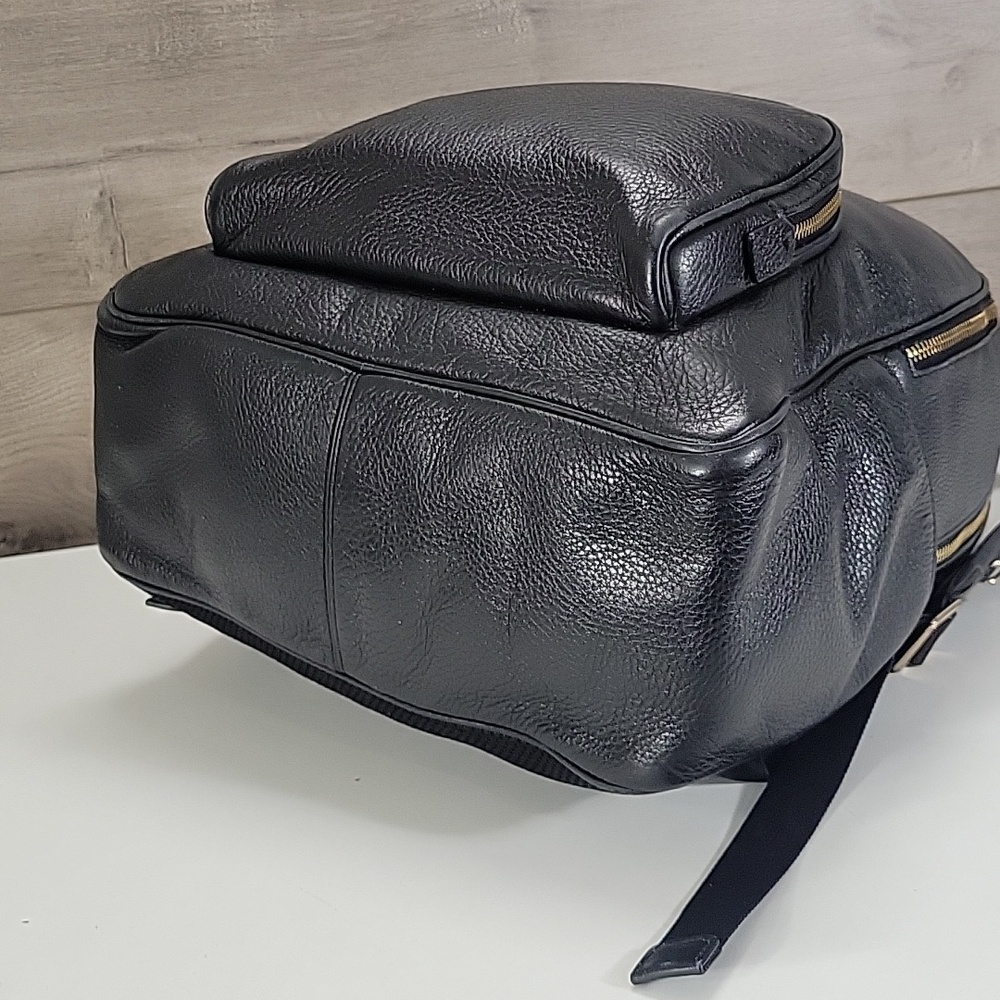 Coach Black Pebbled Leather Laptop Backpack with Gold-Tone Logo 5869 - Picture 8 of 16